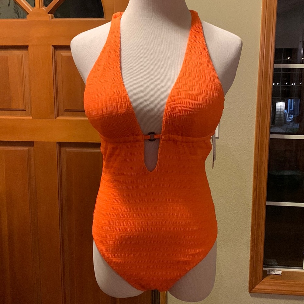 Trina Turk Swim & Spa Collection Cabana Solids V-Plunge Orange Swimsuit